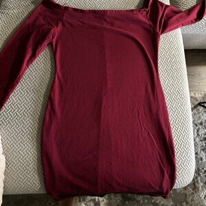 Express -Maroon shirt dress wide square neck